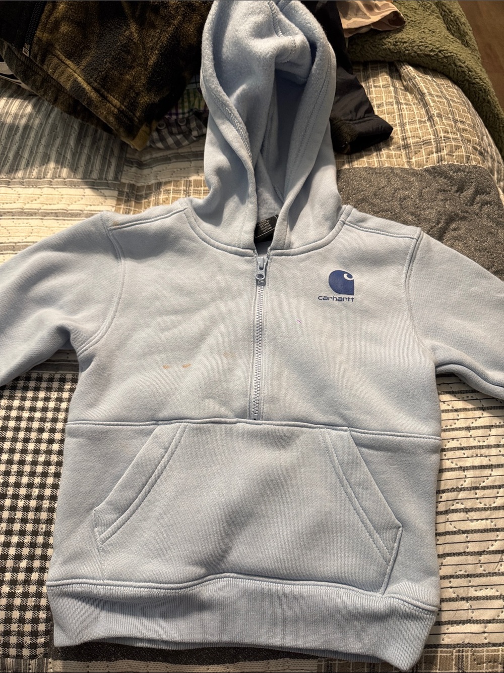 Carhartt Kids Pale Blue Half-Zip Hooded Sweatshirt